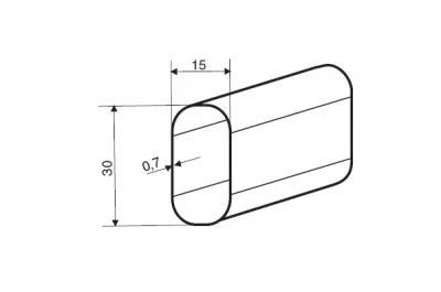 Штанга для одежды 15х30х0,7, L=3000мм, отделка хром глянец