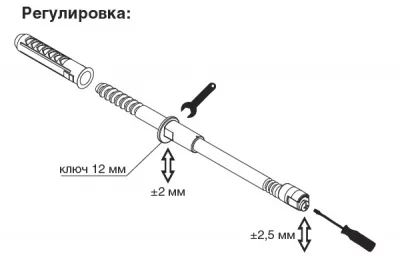 Менсолодержатель скрытый, L=145мм, d=14мм, с регулировкой