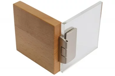 Петля полунакладная для стекла, угол открывания 230°, отделка никель