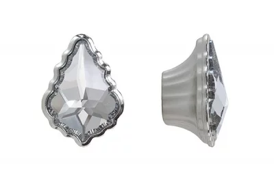 Ручка-кнопка, отделка серебро + горный хрусталь