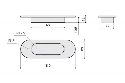 Ручка врезная 110мм, отделка бронза античная