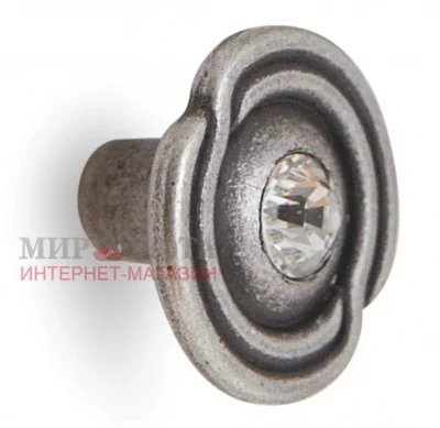 Ручка-кнопка D31мм серебро состаренное с кристаллами Сваровски: 2044K.09