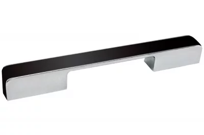 Ручка-скоба 160-224мм, отделка хром глянец + чёрный пластик