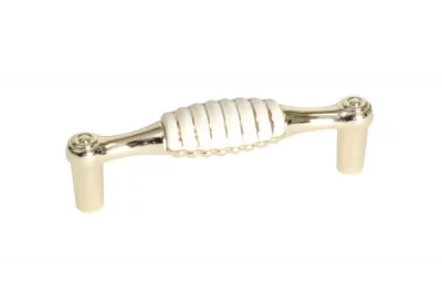 Ручка-скоба 96мм, отделка золото глянец + керамика