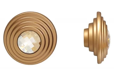 Ручка-кнопка, отделка золото матовое + горный хрусталь