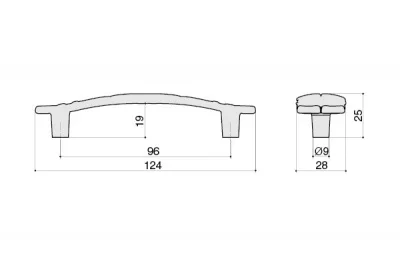 Ручка-скоба 96мм, отделка золото винтаж