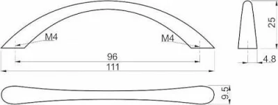 Ручка мебельная UZ-07, C=96мм, хром GTV UZ-07-096-01