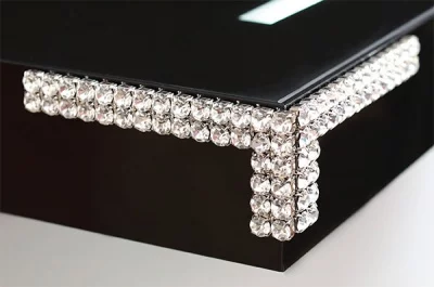 Накладка декоративная г-образная с кристаллами, левая, отделка никель + горный хрусталь