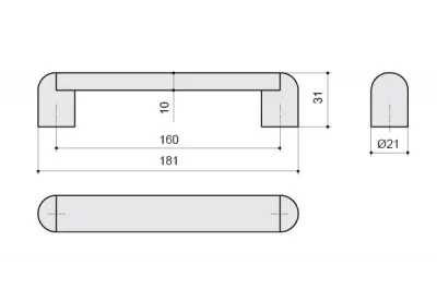 Ручка-скоба 160мм, отделка никель матовый + транспарент прозрачный