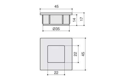 Ручка врезная, отделка серая
