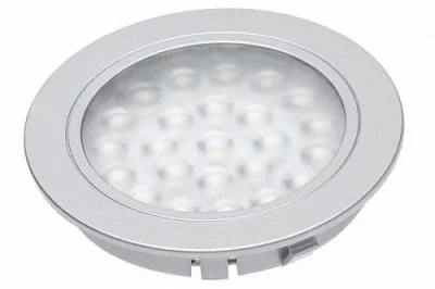GTV: Светильник LED врезной Alvaro, 12V DC, 1.7W, 24 SMD3528, 200см провод с miniAMP (2 метиза, скоч 3M), нейтральный LD-AL24NE-53