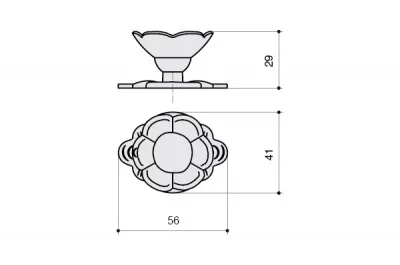 Ручка-кнопка "Афина" с накладкой, отделка золото матовое