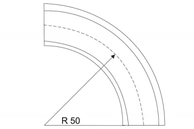 Угол поворотный R=50.0 накладной, серый