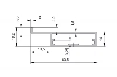 Профиль рамочный 980009, L=5000, отделка алюминий Профиль рамочный 980009, L=5000, отделка алюминий