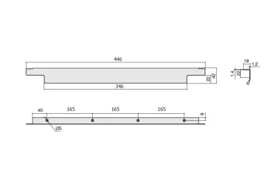 Ручка накладная 446мм (165/165), отделка сталь шлифованная