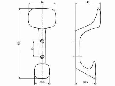 GTV: Мебельный крючок TOLEDO C, хром WZ-TOLED-C0-01