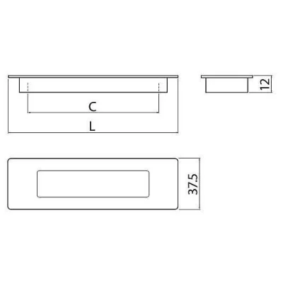 Ручка врезная UZ-Е6 C=160, инокс GTV UZ-E6-160-06