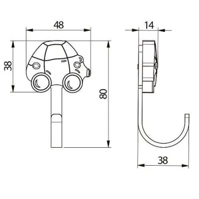 GTV: Крючок мебельный WM-CAR автомобиль, красный: WM-CAR-CZ