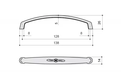 Ручка-скоба 128мм, отделка бронза "Флоренция"