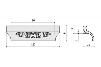 Ручка-скоба 96мм, отделка серебро