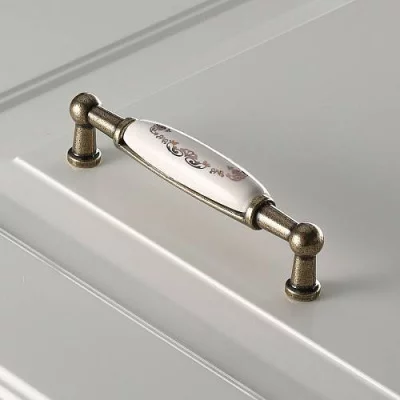 GTV: Мебельная фарфоровая ручка старое золото/золотой орнамент UP-WP0728-BX