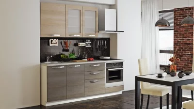 Кухонный гарнитур длиной - 210 см (со шкафом НБ) Кухонный гарнитур длиной - 210 см (со шкафом НБ)