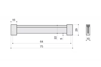 Ручка-скоба 64мм, отделка хром матовый лакированный + венге