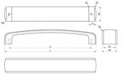 Ручка мебельная MONZA C=256 мм, хром/черная GTV UZ-MONZA256-20