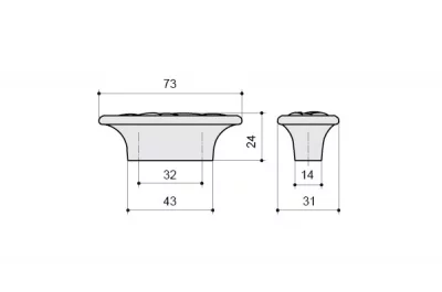 Ручка-скоба 32мм, отделка серебро старое