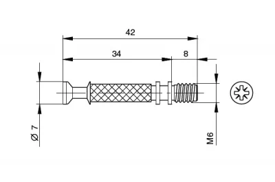 Шток с резьбой М6 для стяжки эксцентриковой, отделка цинк (за 100 штук)