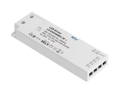 GTV: Блок питания SLIM EASY CLICK 12V,30W, input 220-240VAC, IP20, разм.160x50x18мм, с mini amp и проводо: LD-ZAS30WEC-30