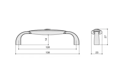 Ручка-скоба 128мм, отделка хром глянец + вставка