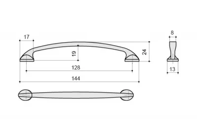 Ручка-скоба 128мм, отделка золото глянец