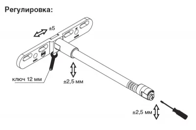 Менсолодержатель скрытый, L=175мм, d=14мм, с регулировкой