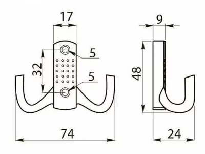 GTV: Мебельный крючок K-23 B0, хром WZ-B0-K23-01