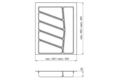 Ёмкость в базу 450 для столовых приборов, цвет орион серый