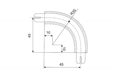 Направляющая угловая врезная 90 гр. (R=35мм), пластик серый