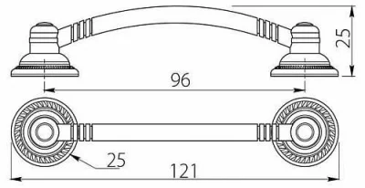GTV: Ручка мебельная RENNES C=096 мм, старое золото UZ-REN096-04A