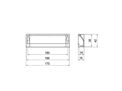 Врезная ручка 160мм, нержавеющая сталь/шлифованный никель