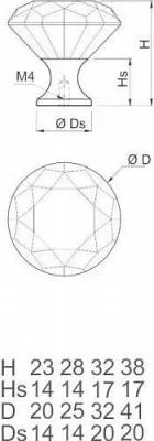 Ручка-кнопка CRYSTAL PALACE B 20мм, хром/стекло GTV GZ-CRPB20-01
