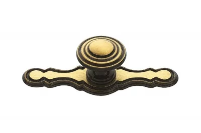 Ручка-кнопка с накладкой, отделка бронза античная