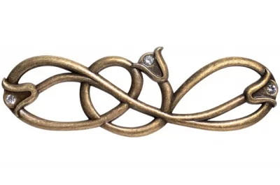 Ручка-скоба 128мм, бронза античная "Флоренция" + горный хрусталь