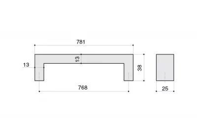 Ручка-скоба 768мм, отделка сталь нержавеющая