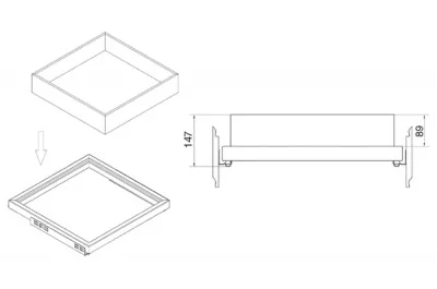 Ящик стеклянный Н=100 для рамки в базу 830, арабика с шелкографией