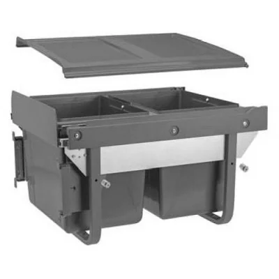 GTV: Сегрегатор для модуля 450мм (2x15L)антрацит, с креплением фасада, с доводчиком (в312мм, ш395мм, г490: PB-45-MF2x15-60A