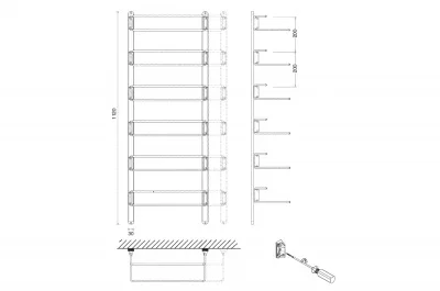 Полка для обуви с фронтальным креплением, 480-830мм