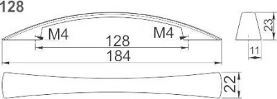 Мебельная ручка UZ-Z10 C=128, хром GTV UZ-Z10128-01