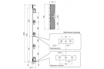 Колонна в базу 150 выдвижная для хозяйственного инвентаря, отделка хром