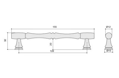 Ручка-скоба 128мм, отделка старое серебро с блеском: WMN.766X.128.M00E8 Ручка-скоба 128мм, отделка старое серебро с блеском: WMN.766X.128.M00E8