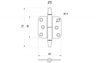 Петля декоративная карточная 72х8х8мм (правая), отделка бронза античная